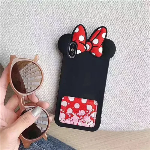 Black Minnie 3D мультфильм милый маленький Стич Счастливый медведь, мягкий силикон задняя крышка для iPhone 6 6s X XR Xs Max 7 8 Plus телефонные чехлы Fundas Coque - Цвет: Black Minnie