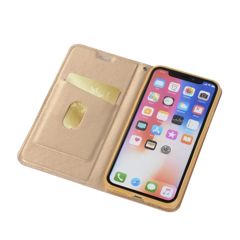 Флип чехол для iPhone 12 Mini Pro Max XS XR 8 7 6S Plus 5SE из искусственной кожи с бриллиантами