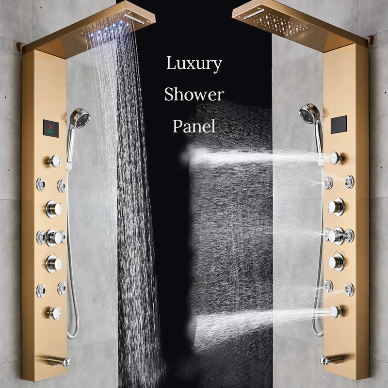 Светодиодный кран для душа душевая панель Золотой водопад дождевая колонна