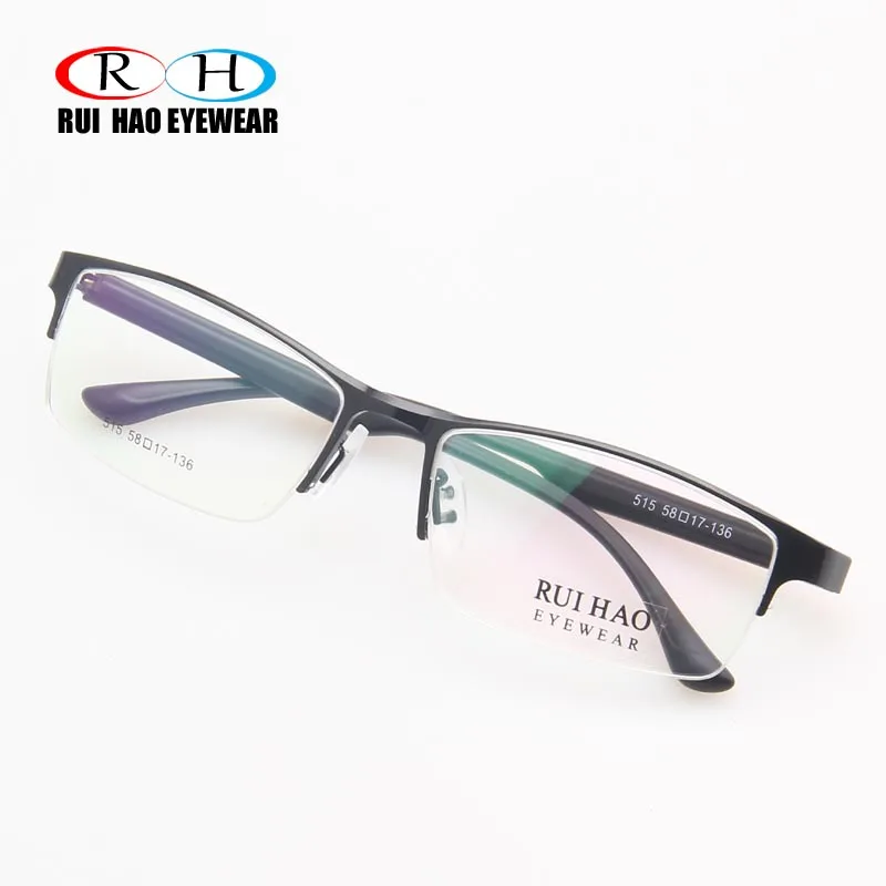 

Rui Hao Eyewear Eyeglasses Frame Hight Elasticity TR90 Temple Glasses Frame Men Half Rimless Eyewear Fashion Spectacles 515