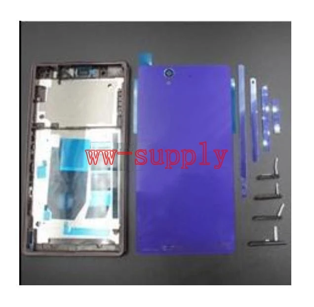 Для Sony Xperia Z L36h C6602 C6603 полный корпус передняя рамка корпуса + боковая полоса крышка