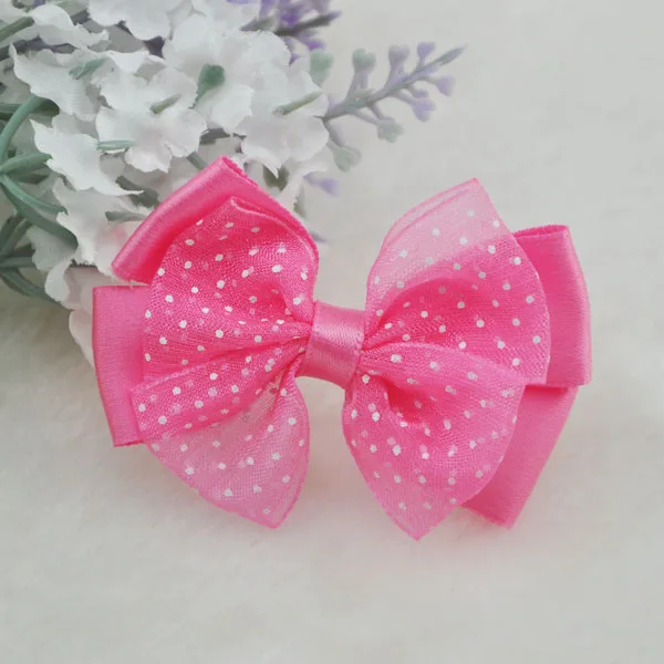 Fushia 20 шт органзы ленты банты с цветами с мини Точки DIY/Свадьба/аппликация для рукоделия B53 - Цвет: Fushia