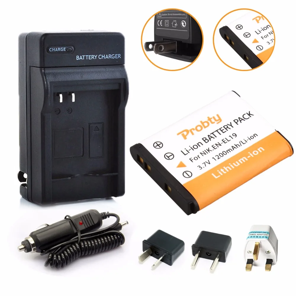 

1Pcs PROBTY EN-EL19 EN EL19 Rechargeable Battery + Charger For Nikon S2500 S2600 S2700 S3100 S3200 S3300 S3500 S4100 S4150 S6500
