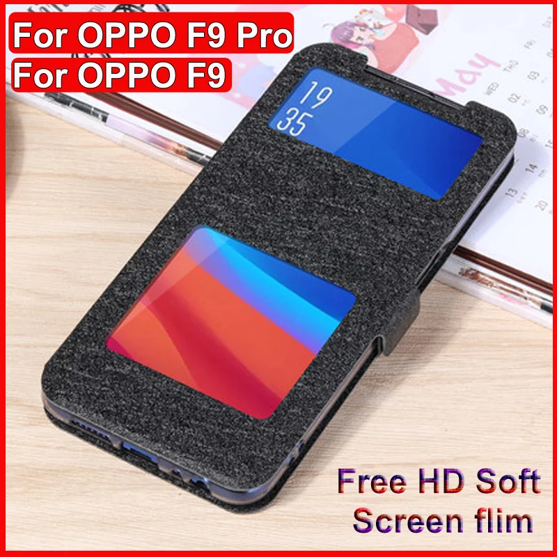 Кожаный чехол с открытым окошком для OPPO F9 чехлы телефонов Pro флип-кейс 6 3 дюйма F9Pro