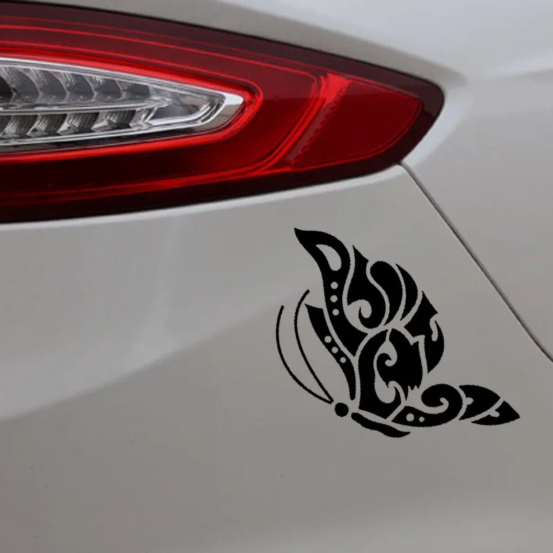 

YJZT 8CM*15CM Vinyl Car Sticker Personality Art Butterfly Decal Black/Silver C24-0147