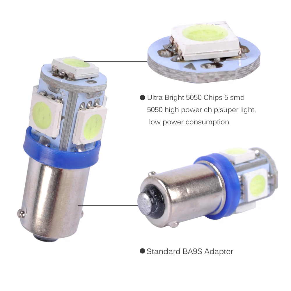 Лампа светодиодная 5 SMD H6W T11 T4W BA9S 5050 12 В сигнальная Поворотная лампа белый красный