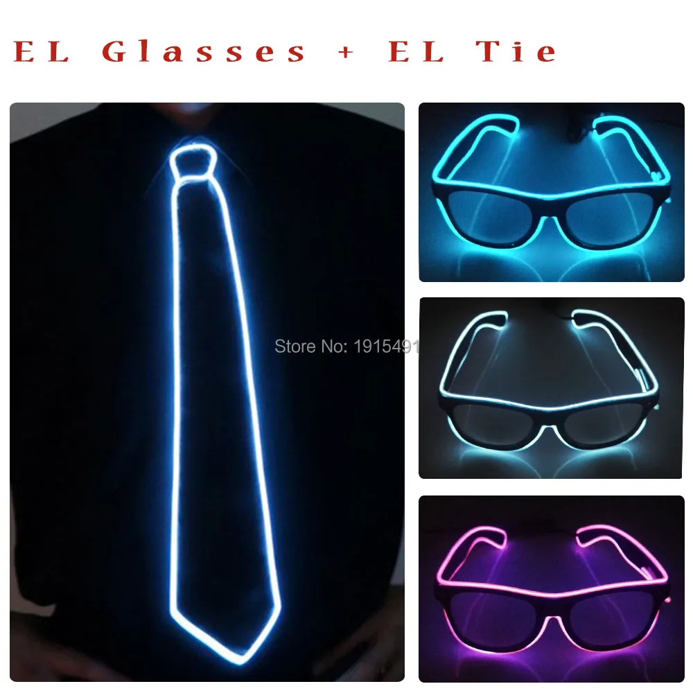 Популярные светящиеся светодиодные солнцезащитные очки набор галстуков