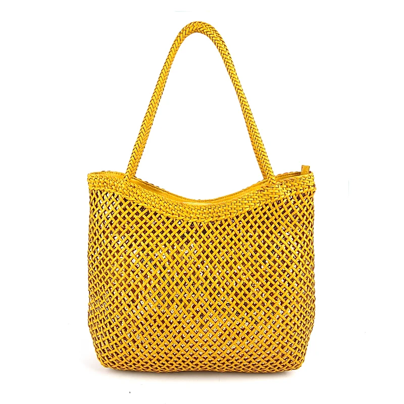 

Woven Knitted Bags Women Leather Handbags Famous Brands Women Bags Large Capacity Casual Tote Bag Female Shoulder Bags Gold