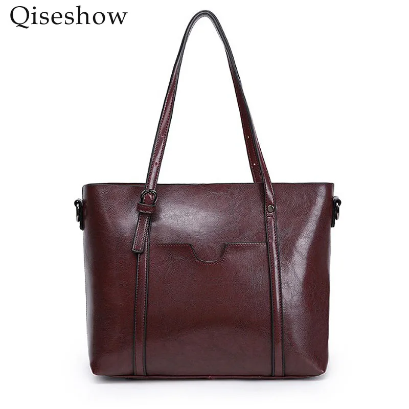 Модные женские туфли плеча масло воск натуральная кожа Большой Ёмкость сумка