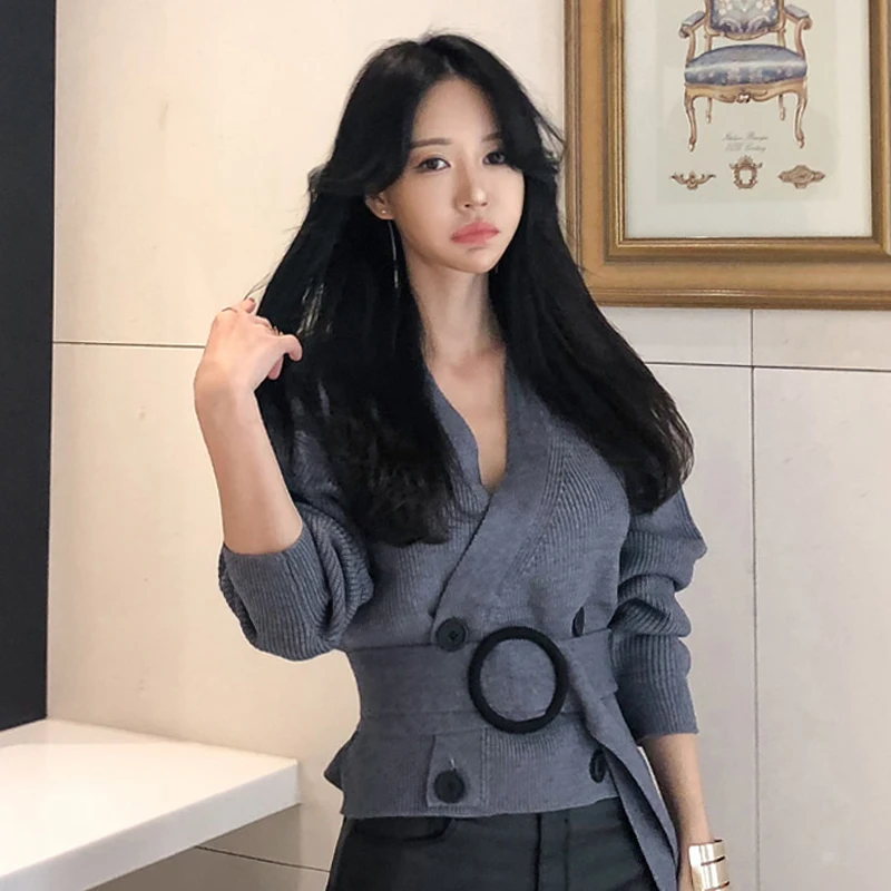 

Autumn Winter Women Sweater Cardigans 2018 Knitted V-neck Button Reversible Tops Casual Knitwear Sweater for Women Pull Femme