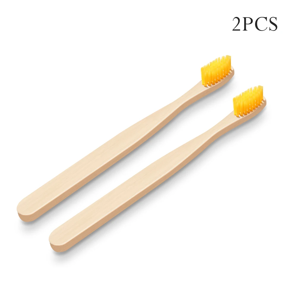 2Pcs Yellow Pooypoot дорожная бамбуковая зубная щетка мягкая зубная щетка со щетиной для отбеливания зубов портативная зубная щетка экологически чистые товары для ухода за полостью рта - Цвет: 2Pcs Yellow