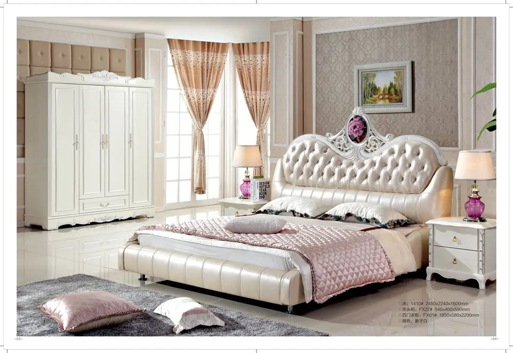 Высокое качество двуспальная кровать с рядом таблицей от мебели foshan|bed king|bed