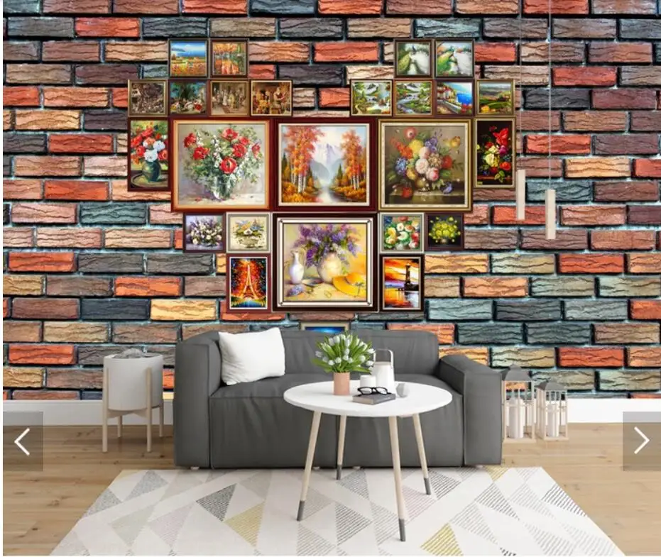 

3D Tile Brick Photo Wallpaper Mural for Living Room TV Wall Decor Hand Painted Oil Painting Contact Paper Murals Wall Papers