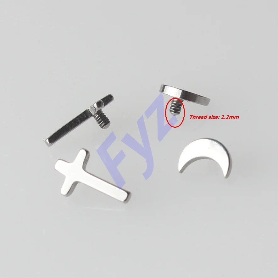 Cross And Moon G23 Titanium Dermal Anchor Tops Labret Lip Piercing Ear Helix Tragus Cartilage Stud Body Jewelry | Украшения и