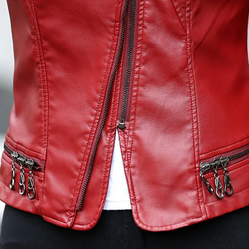 Большой Размеры Для женщин куртка из искусственной кожи тонкий Bf с длинным