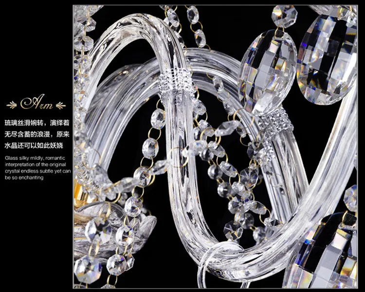 8-arm Lawrence antique gold candle Led chandelier crystal light hotel villa parlor clear pendant chandeliers candelabro | Лампы и