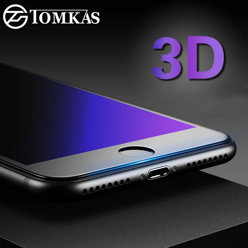 Tomkas 3D закаленное стекло для iphone 7 6 6s Plus защита экрана с защитой от синего света