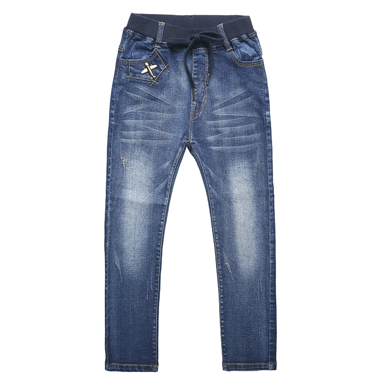 Брюки для мальчиков осень 2019 детские джинсы эластичная талия стрейчевая
