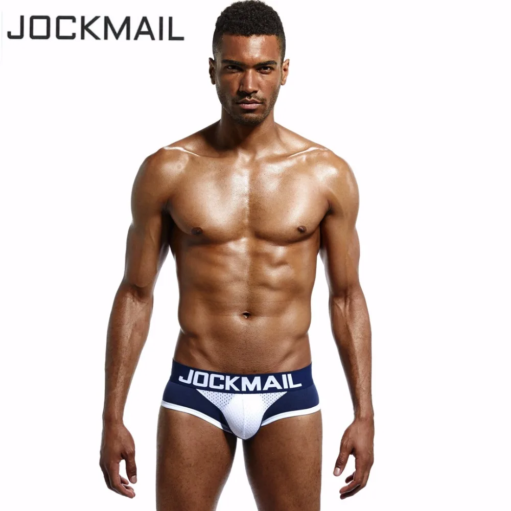 JOCKMAIL Мужские дышащие брифы с выпуклыми чашками сексуальные нейлоновые сетчатые
