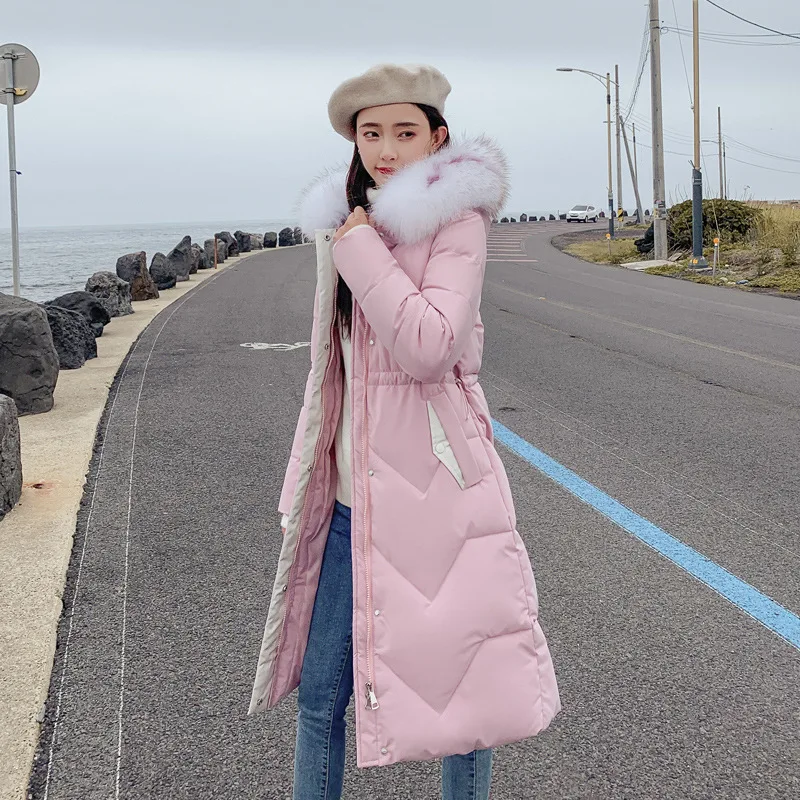 

Long Parkas Winter Jacket Women Plus Size 2019 New Fur collar Womens Down Cotton Coat Thick Hooded Winter jackets Female A2887