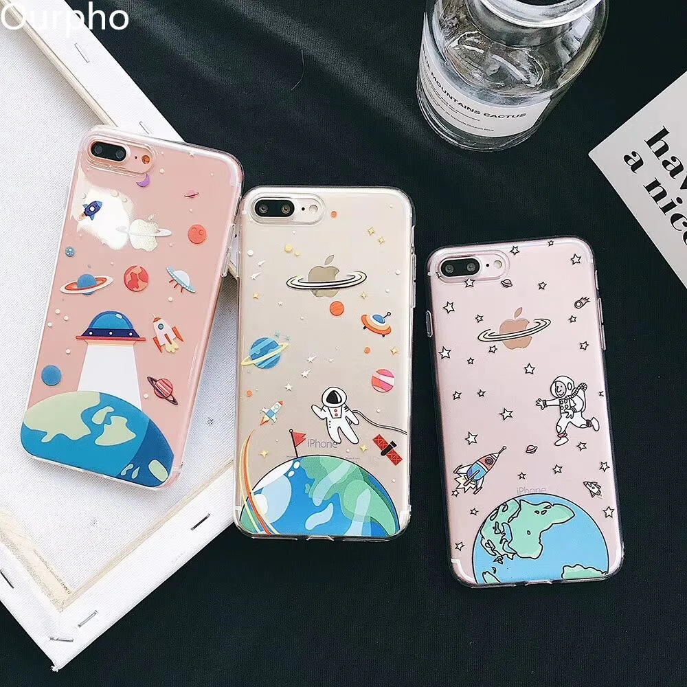 Ourpho плотный ТПУ чехол для телефона iphone 6 6s 7 8 plus Классический Маленький астронавт | Чехлы-накладки -32985700631