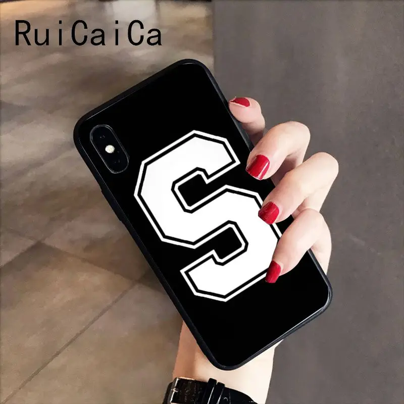 A8 RuiCaiCa черный мягкий черный чехол для телефона с буквами и цифрами для iPhone X XS MAX 6 6S 7 7plus 8 8Plus 5 5S XR - Цвет: A8