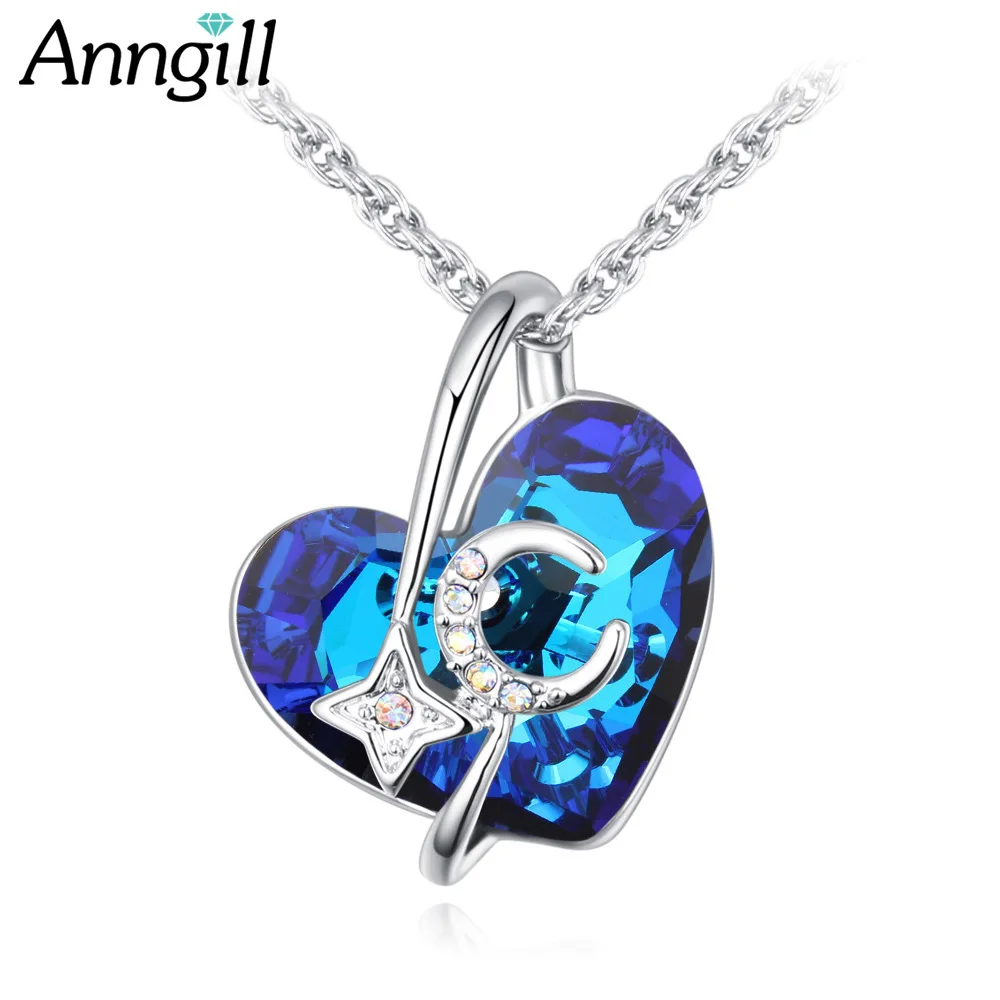 ANNGILL классический кристаллами от Swarovski Elements сердца кулон ожерелье с кулоном в