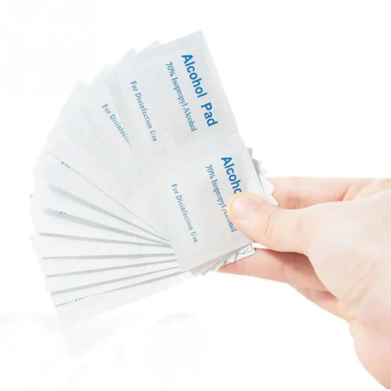 100pcs/lot Alcohol Prep Swap Pad Wet Wipe for Antiseptic Skin Cleaning Care Jewelry Mobile Phone Clean