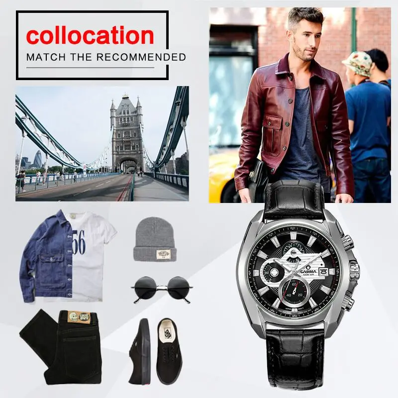 

Montre Fashion Leather Watch Date Men's display business attire Watches Quartz Luxury Brands CASIMA Male Clock Relogio Masculino