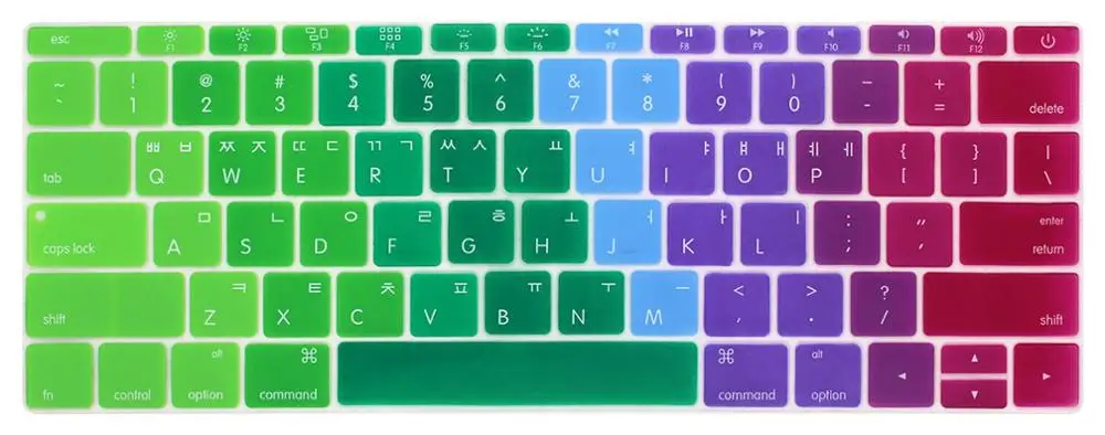 Многоцветный Корейская клавиатура крышка для MacBook не с сенсорной панелью 13pro A1708 retina 12 дюймов A1534 Клавиатура ноутбука защитная пленка - Цвет: Многоцветный