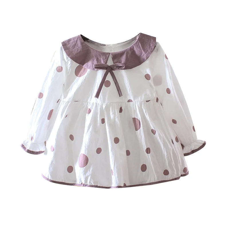 Spring Girl Dresses 2019 Korean Point Long Sleeve Princess for Children girls shirts | Детская одежда и обувь