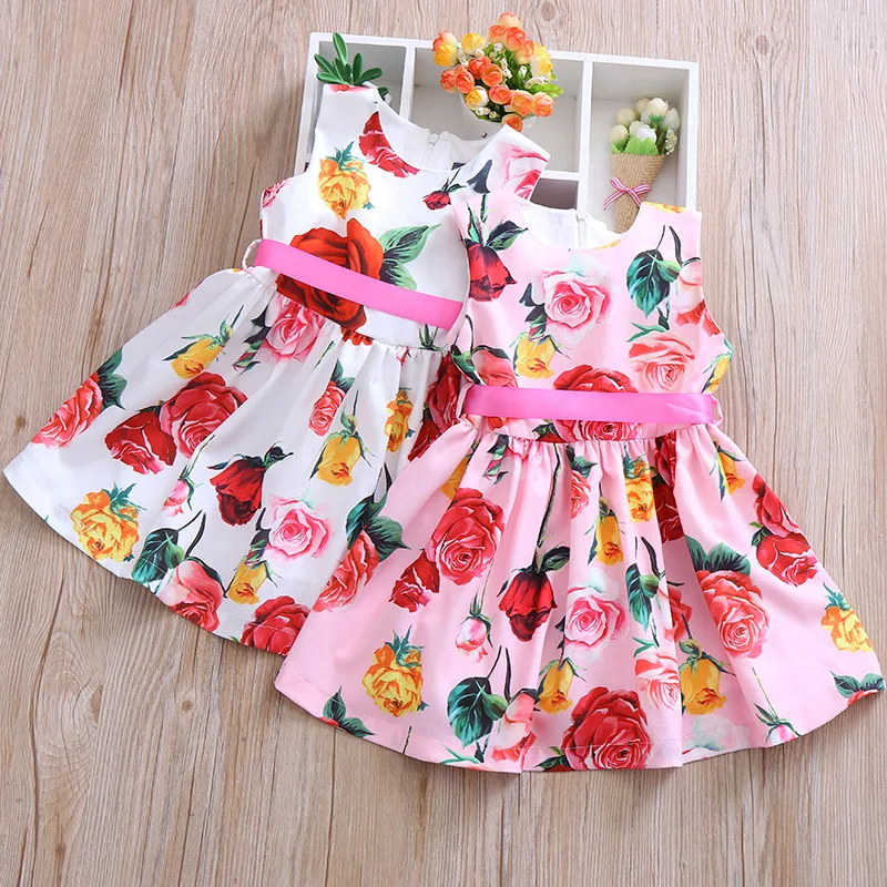 Платье без рукавов для маленьких девочек на день рождения платья детская