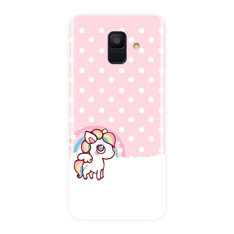 Мягкий силиконовый чехол из ТПУ с милым единорогом для Samsung A6 A8 Plus 2018 задняя