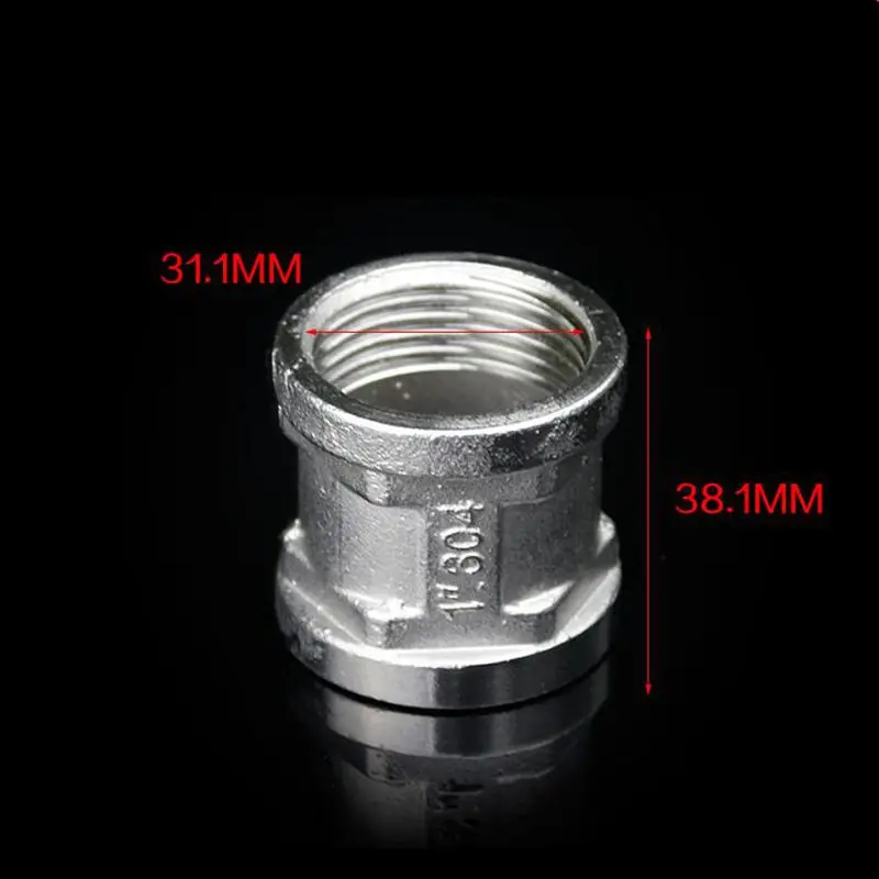 

1" to 1" Female BSP Thread Tube Equal Pipe Fitting 201 Stainless Steel Hose Straight Connector for Water Gas Oil
