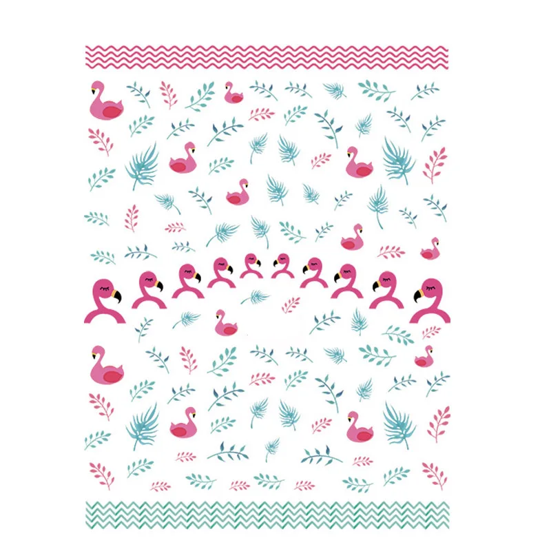 Pink Flamingo 1 лист тропического растения зелень Monstera Фламинго наклейки для ногтей - Цвет: Pink Flamingo