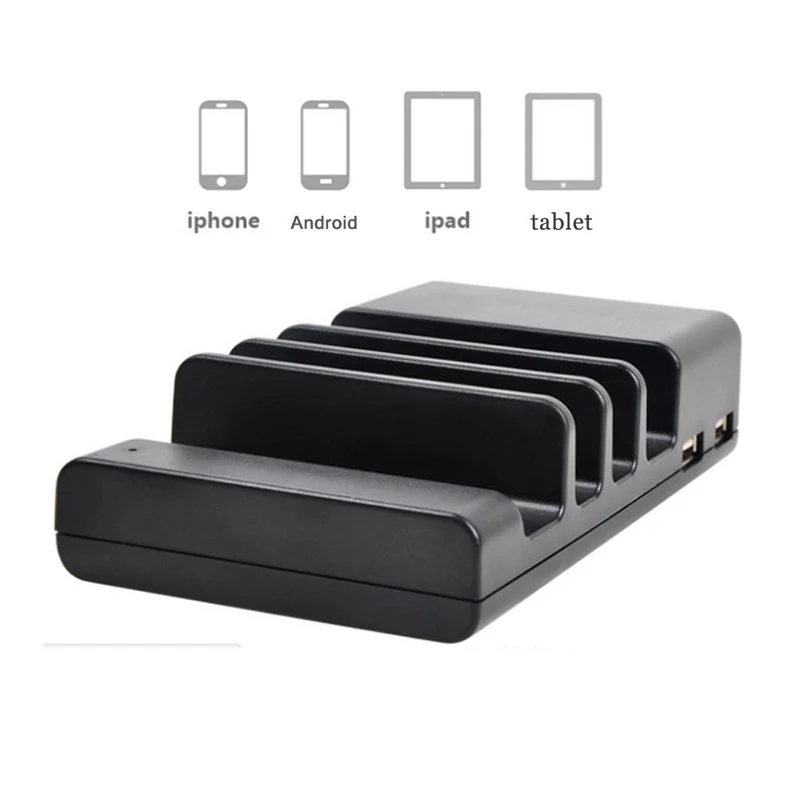 Многофункциональная подставка для мобильного телефона с 4 портами USB зарядное устройство Настольный держатель для телефона IPhone samsung черный цвет