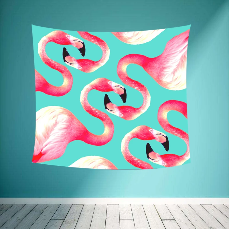 Настенный гобелен с принтом розового фламинго полиэстер коврик для йоги