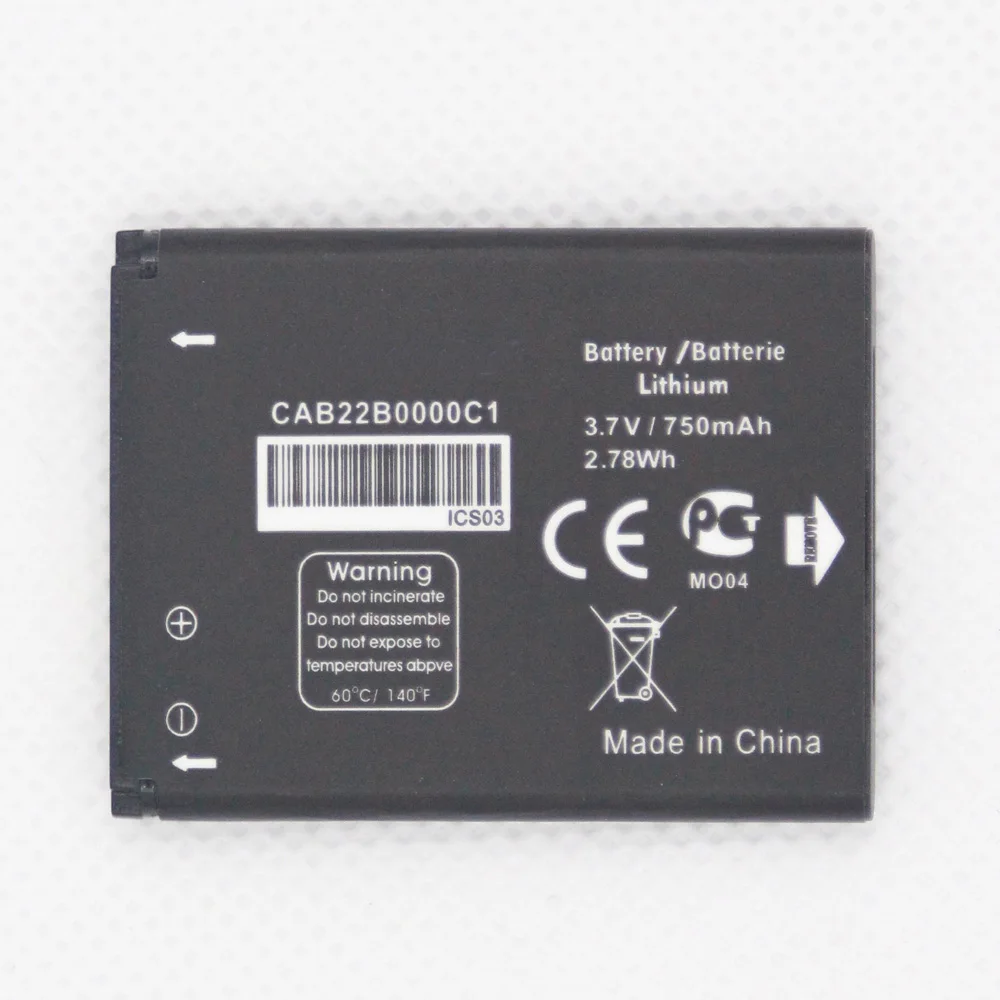 Аккумулятор 20 шт./лот CAB22B0000C1 для Alcatel One Touch 1008 1009X 1016D 1035D 1040D 1010D 101010x 1013D 1040X 1042D 750 мАч