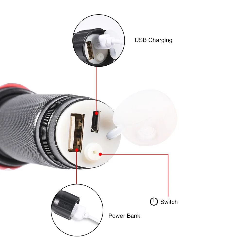 q5 светодиодный фонарик power bank аккумуляторная USB 3 режима Тактический лагерь