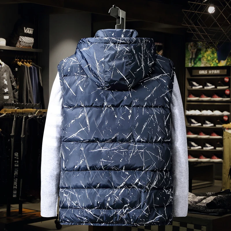 6XL 8XL 10XL модный жилет с капюшоном мужской утепленный хлопковой подкладкой мужская