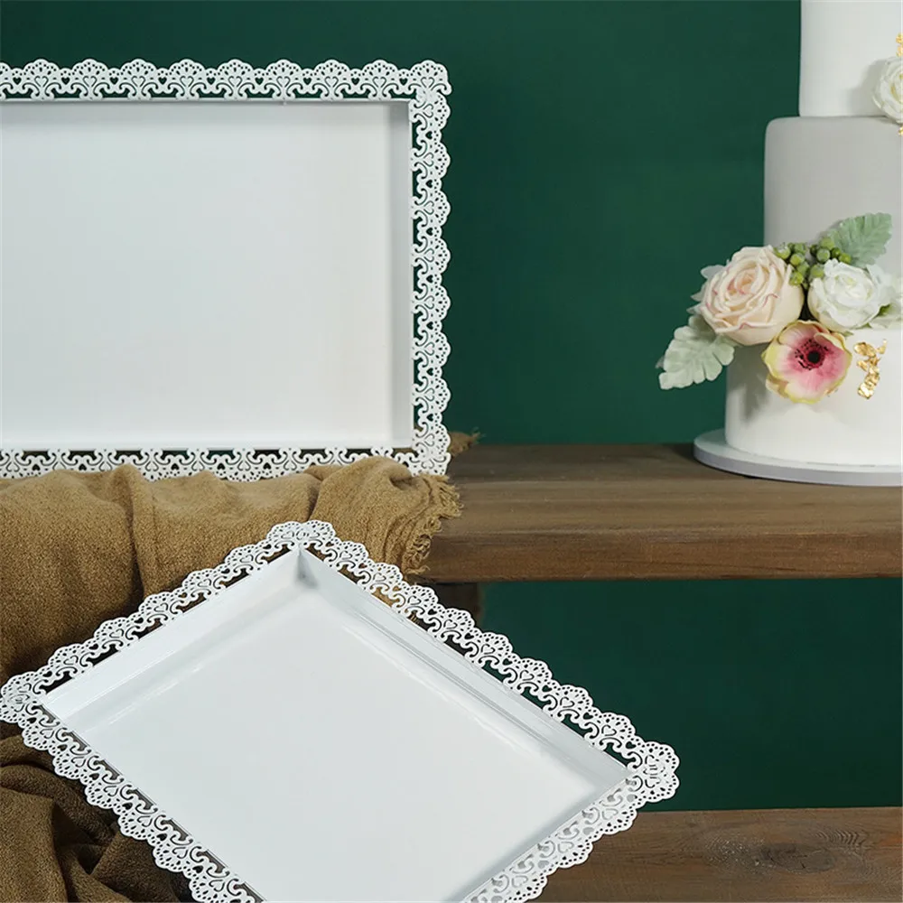 Скандинавский кружевной полый металлический поднос для хранения