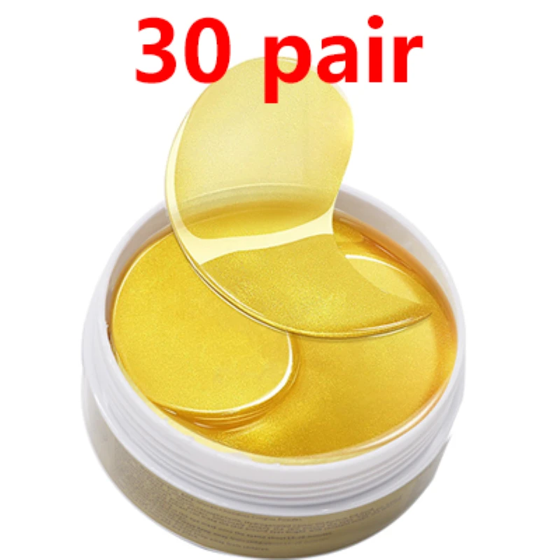30 pair Gold Collagen Eye Mask Patches Korea Anti Wrinkle Gel Gold Mask Eye Patches Under Anti-puffiness Face Care 60pc/Bottle - Цвет: 30 pair Gold