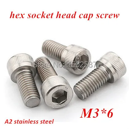 

200pcs M3*6 Allen Screws Bolts DIN912 Hex Socket Cylinder Head Cap Screw M3*6mm Machine screw A2 Stainless steel 304