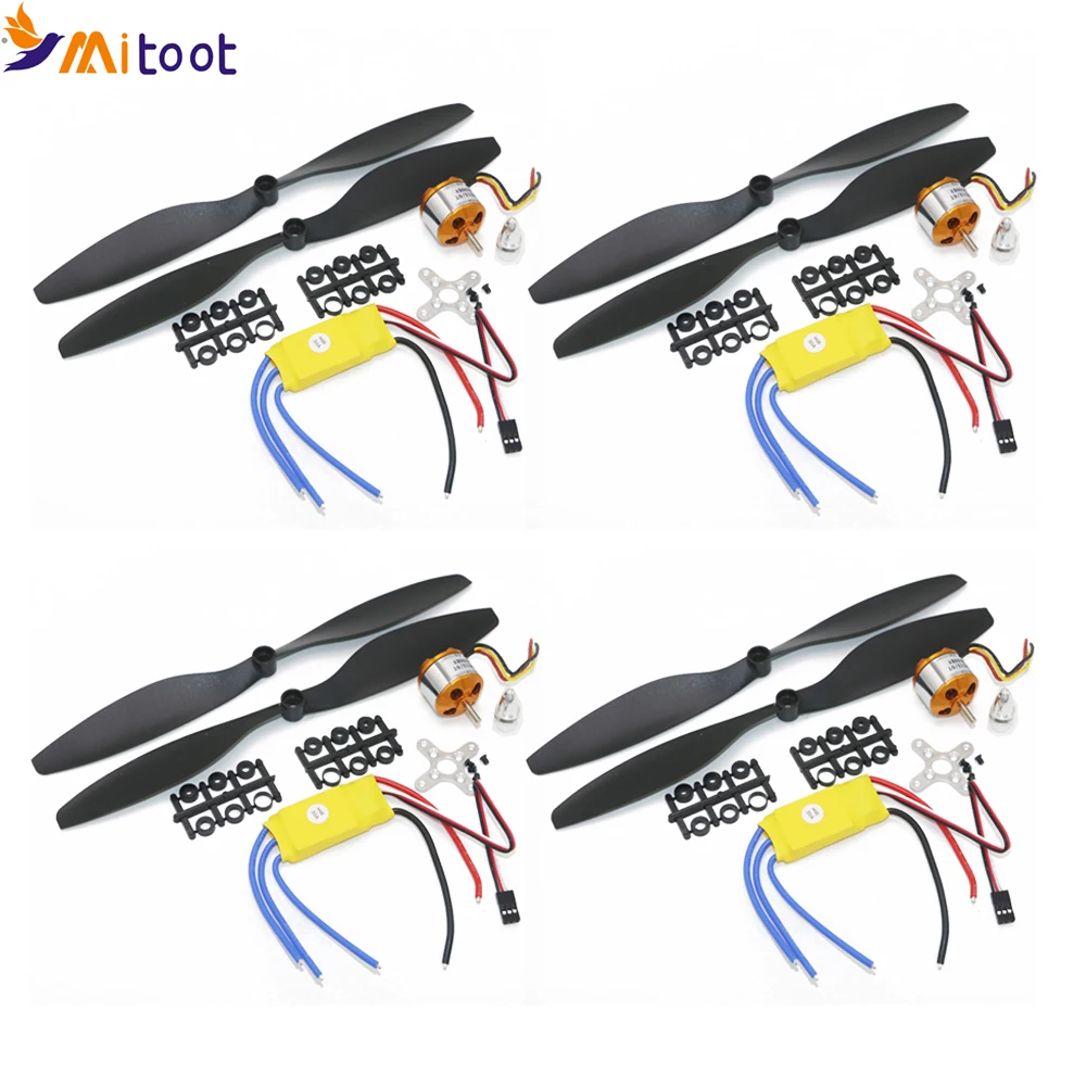 4 компл./лот A2212 1000KV Бесколлекторный двигатель + 30A ESC 1045 пропеллер Quad-Rotor Набор для RC