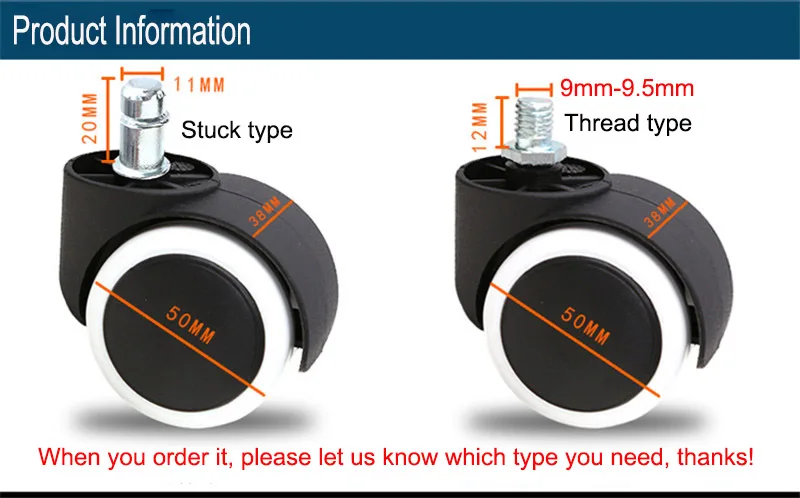 5 шт. офисное кресло нейлоновое колесо мебельные ролики резьбовые и застрявшие