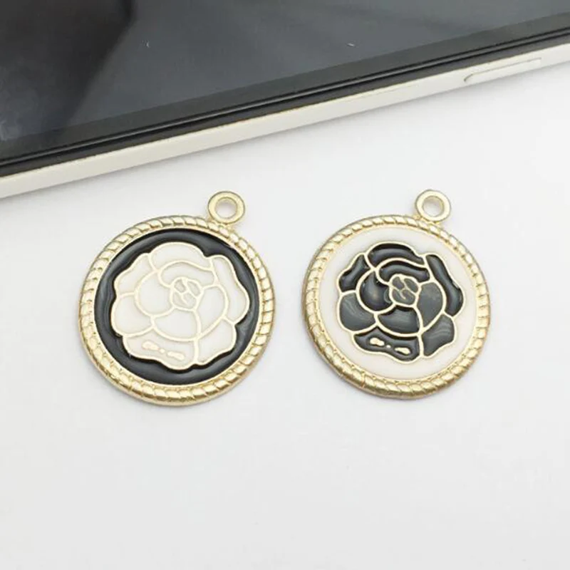 10 шт. эмалированные Подвески в виде цветка розы сплав капля масла ювелирное