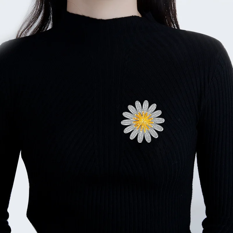 Женская Брошь в виде подсолнуха из серебра 925 пробы|Украшения для волос броши и