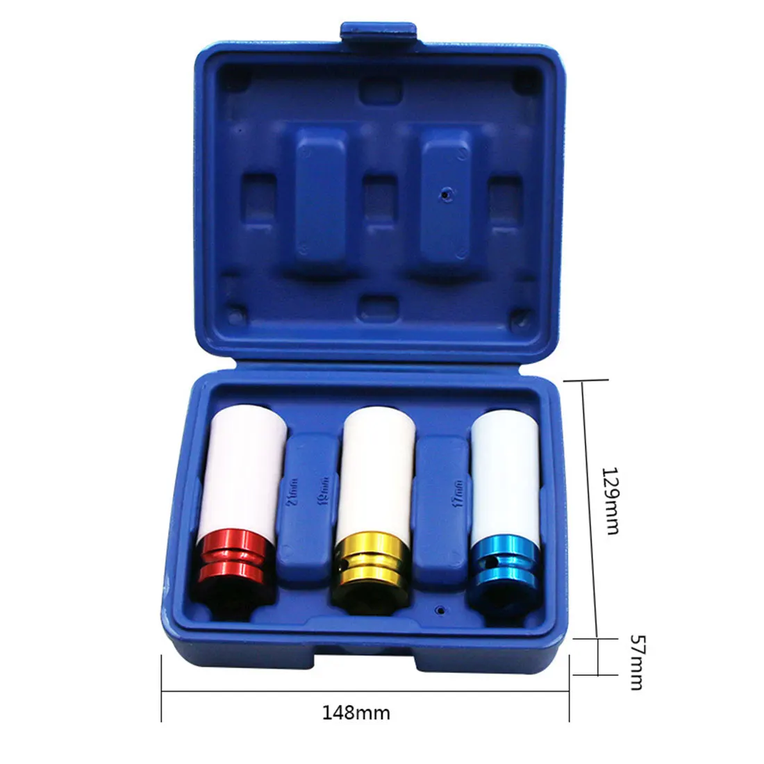 

3pcs/Set Sleeves 17/19/21mm Car Tire Protection Sleeves Wall Deep Impact Nut Alloy Wheel Socket Red Blue Yellow