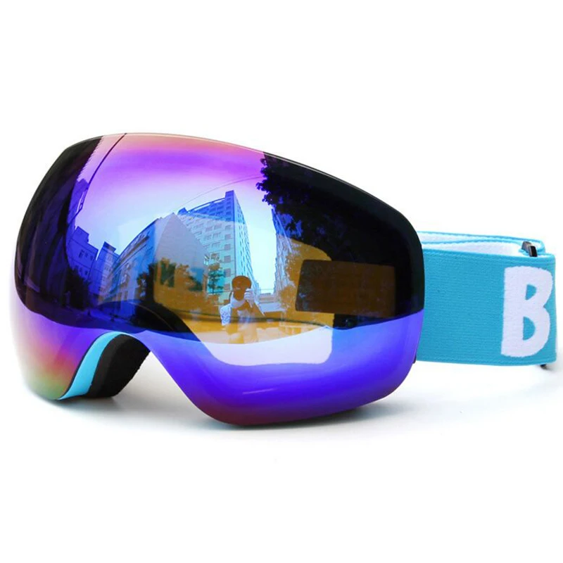 Очки для катания на лыжах Ski Goggles с съемными линзами, против запотевания, с защитой от УФ-лучей, широким обзором, большими стеклами для мужчин и женщин.
