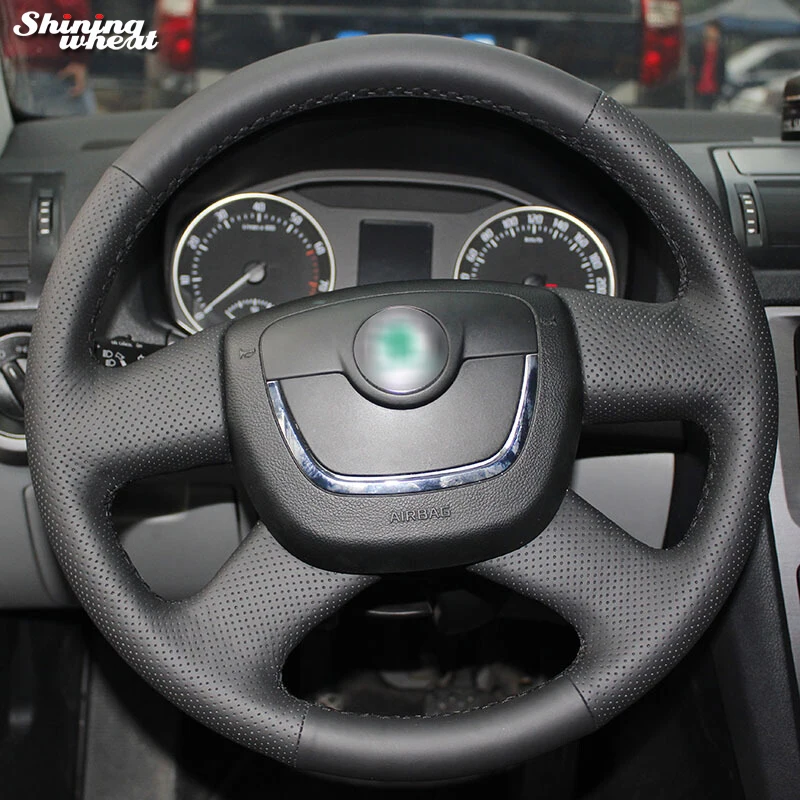 Чехол из натуральной кожи для руля Skoda Octavia Superb 2012 Fabia a 5 a5 2013 Yeti|leather steering wheel